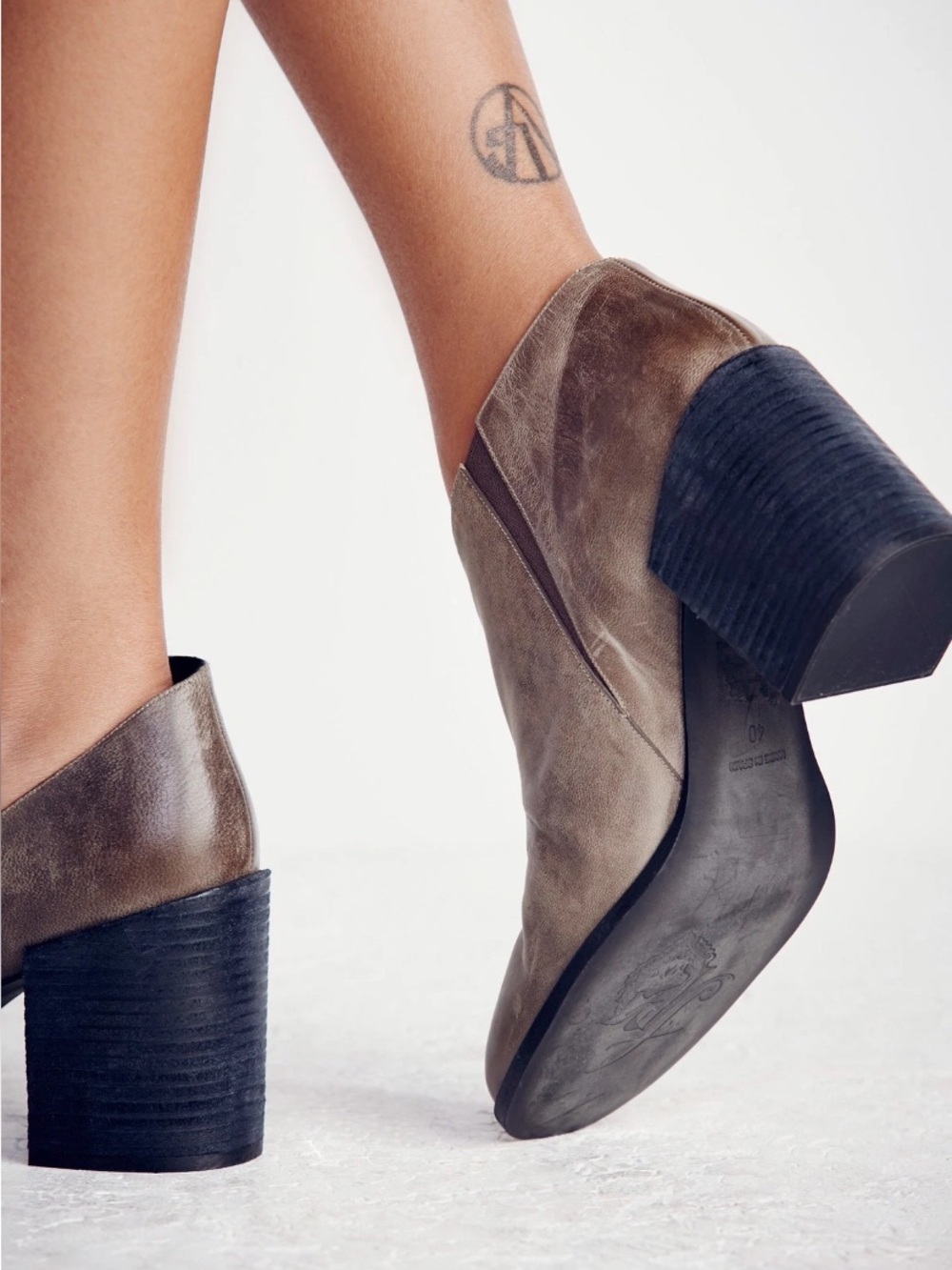 Free People Terrah Boho‎ Booties Ankle Boots Womens 36 US 6 Taupe